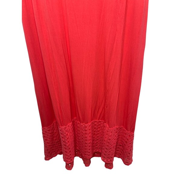 AnyWear by Catherines Coral Sleeveless Maxi Dress 0X Crochet Hem - Picture 6 of 7